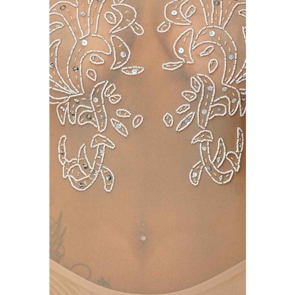 Windsor Nude Beaded Mesh Bodysuit - Picture 4 of 8